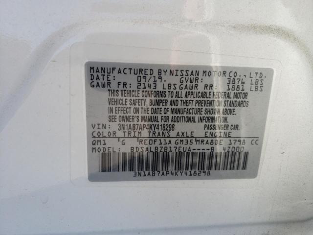 Photo 9 VIN: 3N1AB7AP4KY418298 - NISSAN SENTRA S 