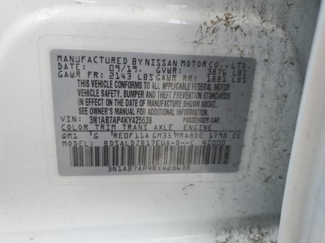 Photo 11 VIN: 3N1AB7AP4KY425638 - NISSAN SENTRA S 