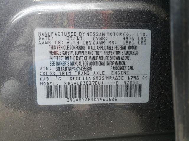 Photo 11 VIN: 3N1AB7AP4KY425686 - NISSAN SENTRA S 