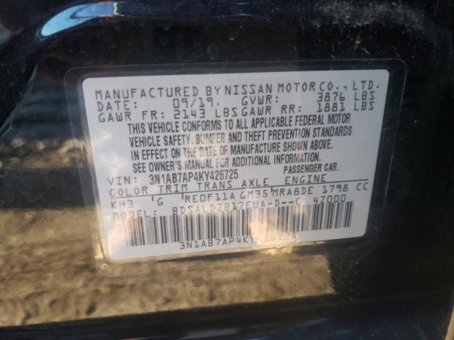 Photo 9 VIN: 3N1AB7AP4KY426725 - NISSAN SENTRA S 