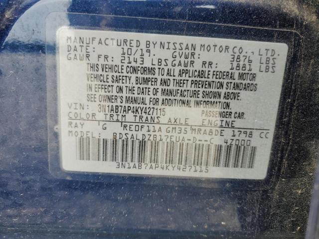 Photo 12 VIN: 3N1AB7AP4KY427115 - NISSAN SENTRA 