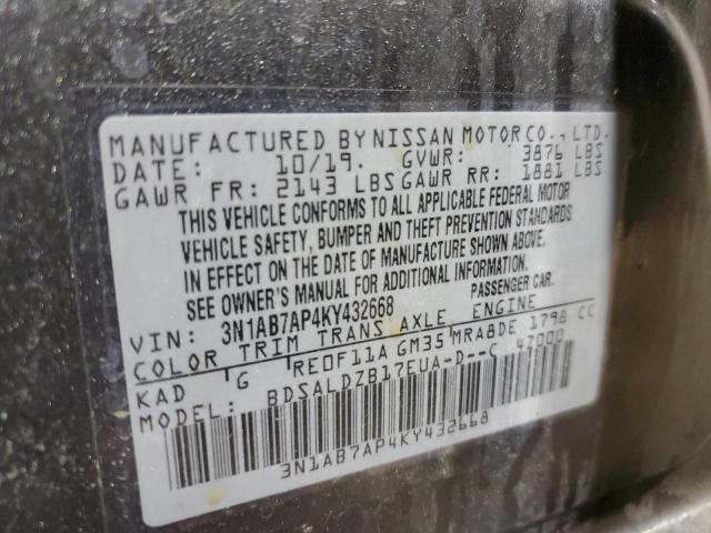 Photo 11 VIN: 3N1AB7AP4KY432668 - NISSAN SENTRA S 