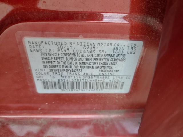 Photo 12 VIN: 3N1AB7AP4KY442553 - NISSAN SENTRA S 