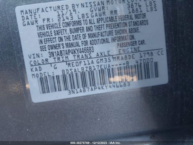 Photo 8 VIN: 3N1AB7AP4KY446683 - NISSAN SENTRA 