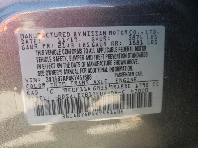 Photo 12 VIN: 3N1AB7AP4KY451608 - NISSAN SENTRA 