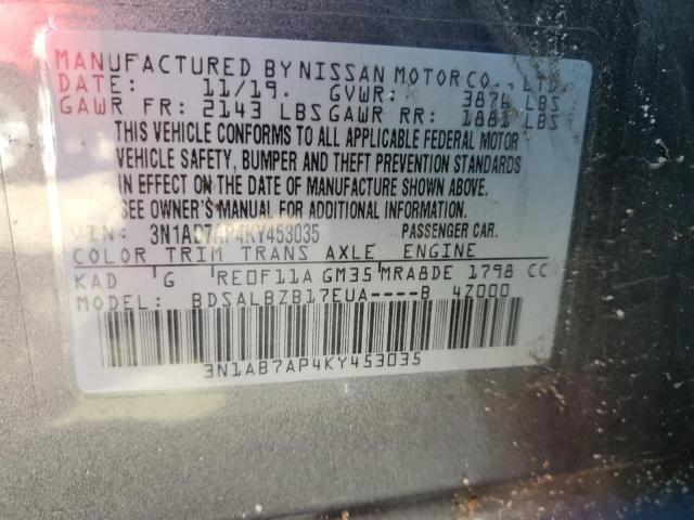 Photo 11 VIN: 3N1AB7AP4KY453035 - NISSAN SENTRA S 