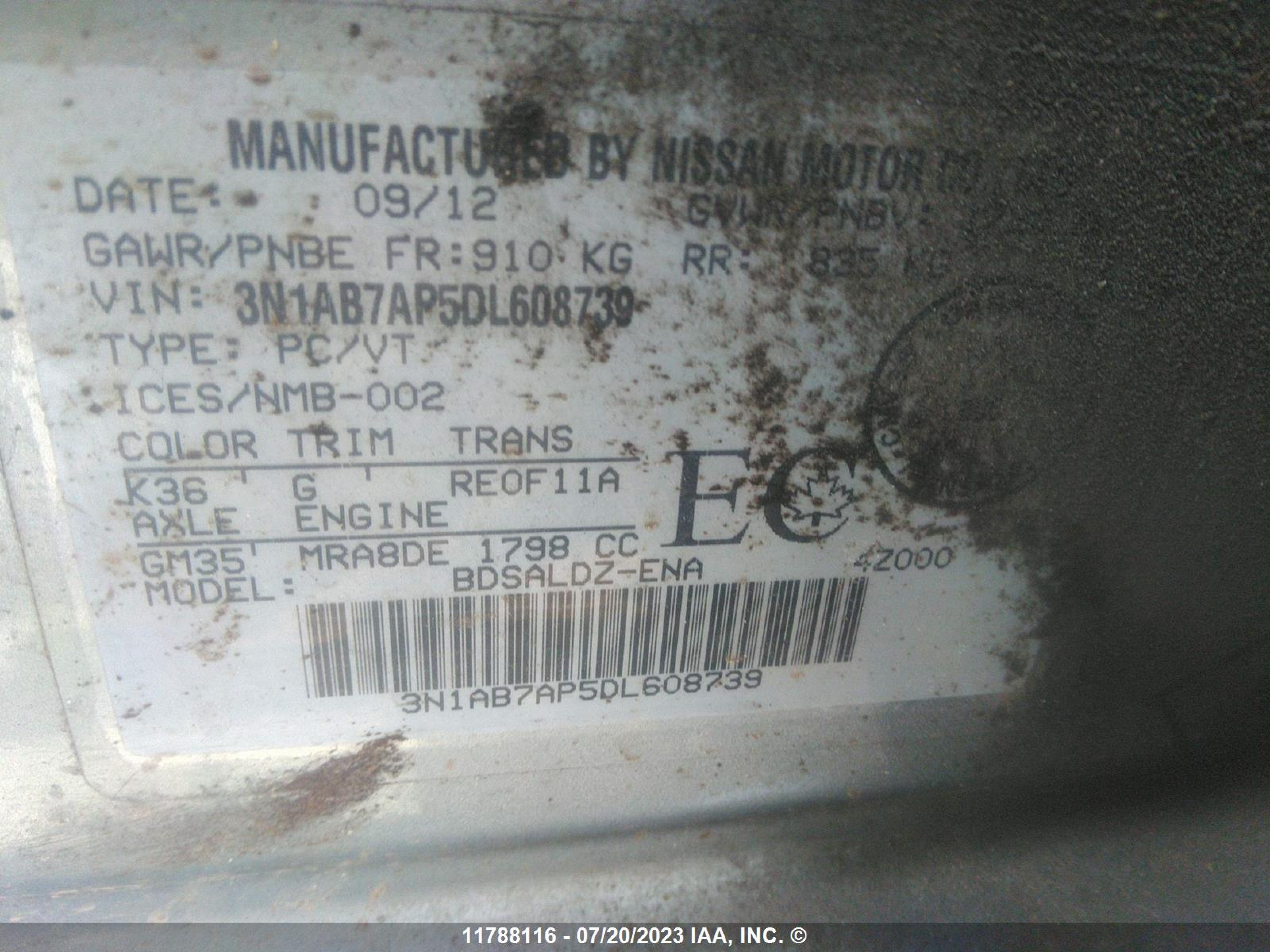 Photo 8 VIN: 3N1AB7AP5DL608739 - NISSAN SENTRA 