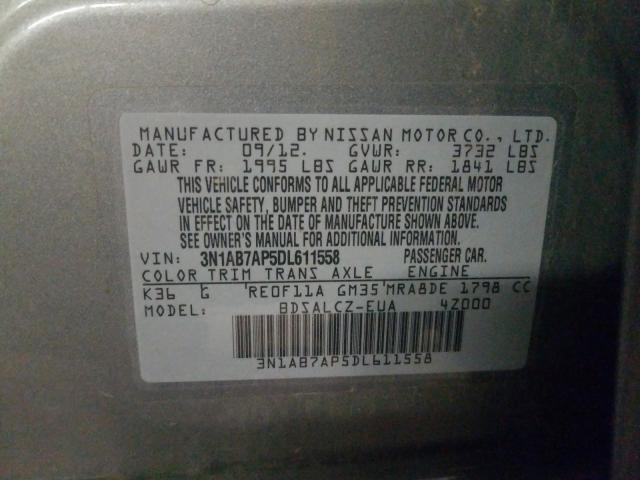 Photo 9 VIN: 3N1AB7AP5DL611558 - NISSAN SENTRA S 