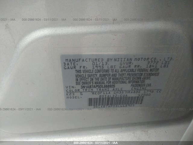 Photo 8 VIN: 3N1AB7AP5DL668925 - NISSAN SENTRA 