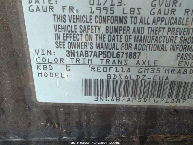 Photo 8 VIN: 3N1AB7AP5DL671887 - NISSAN SENTRA 