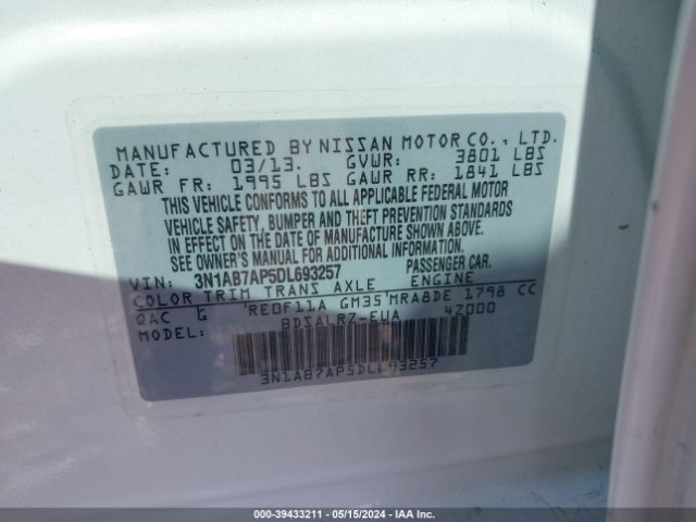 Photo 8 VIN: 3N1AB7AP5DL693257 - NISSAN SENTRA 