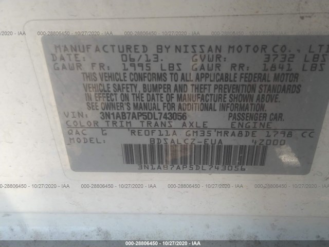 Photo 8 VIN: 3N1AB7AP5DL743056 - NISSAN SENTRA 