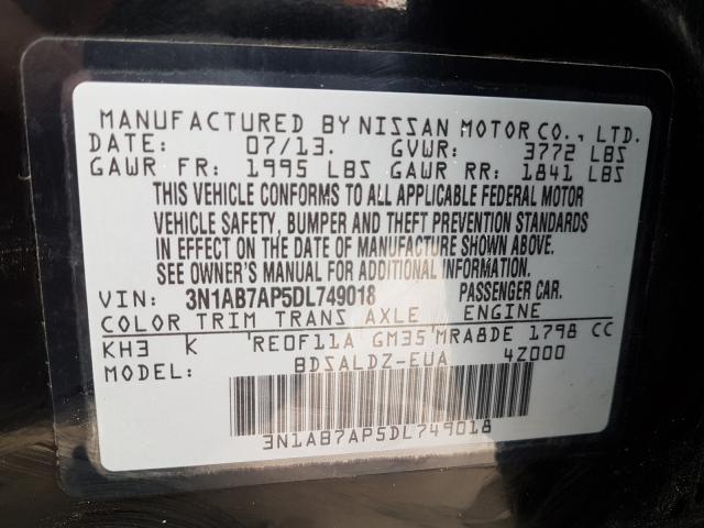 Photo 9 VIN: 3N1AB7AP5DL749018 - NISSAN SENTRA S 