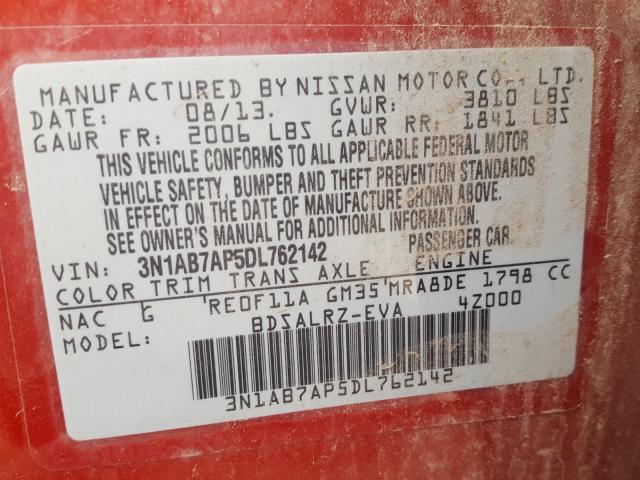 Photo 9 VIN: 3N1AB7AP5DL762142 - NISSAN SENTRA S 