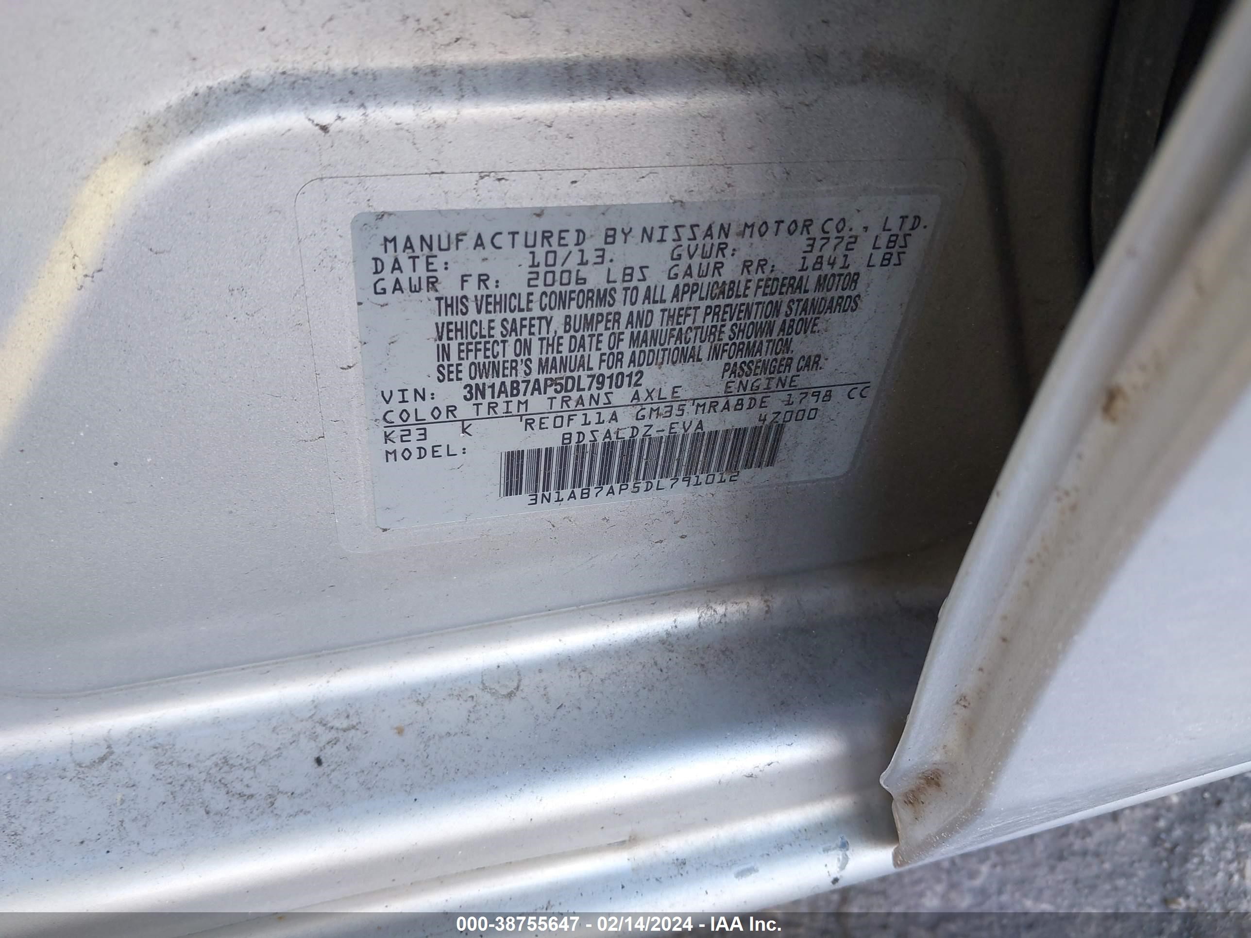 Photo 8 VIN: 3N1AB7AP5DL791012 - NISSAN SENTRA 