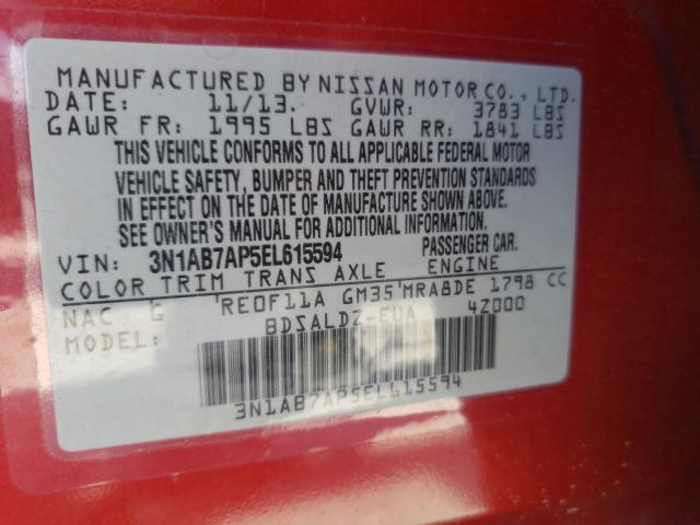 Photo 9 VIN: 3N1AB7AP5EL615594 - NISSAN SENTRA S 