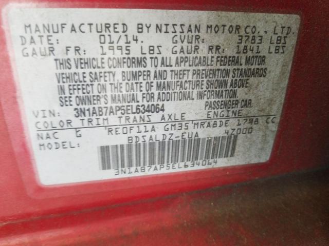 Photo 9 VIN: 3N1AB7AP5EL634064 - NISSAN SENTRA S 