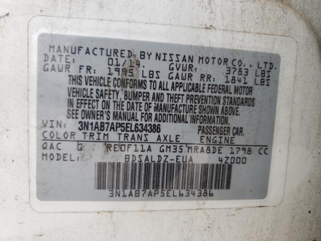 Photo 9 VIN: 3N1AB7AP5EL634386 - NISSAN SENTRA S 