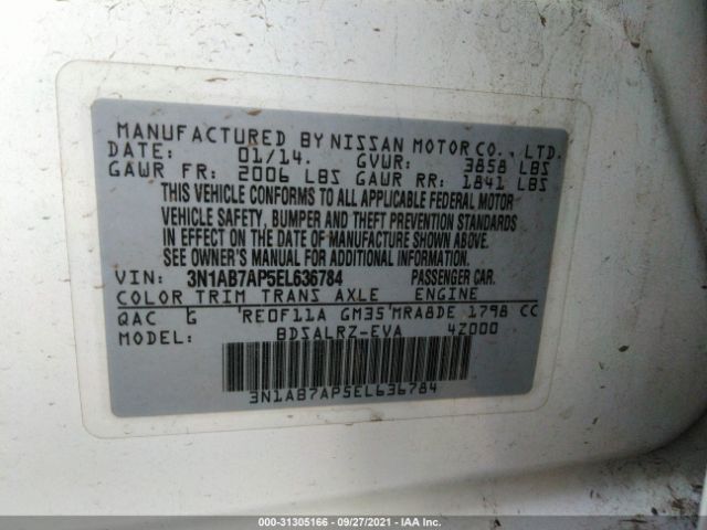 Photo 8 VIN: 3N1AB7AP5EL636784 - NISSAN SENTRA 