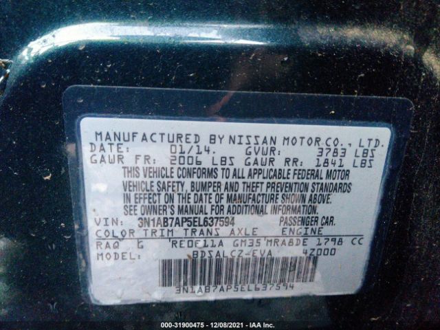 Photo 8 VIN: 3N1AB7AP5EL637594 - NISSAN SENTRA 