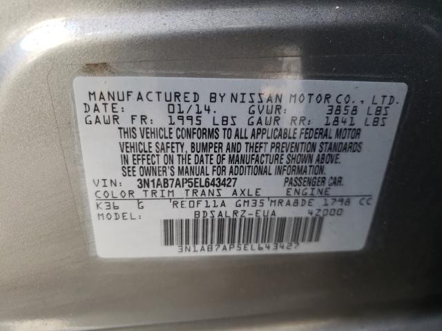 Photo 9 VIN: 3N1AB7AP5EL643427 - NISSAN SENTRA S 