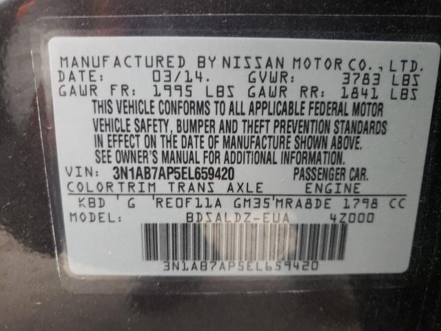 Photo 9 VIN: 3N1AB7AP5EL659420 - NISSAN SENTRA S 