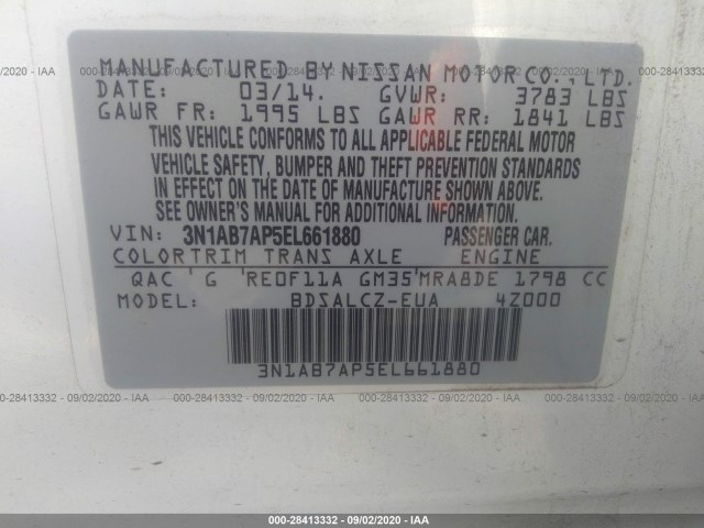 Photo 8 VIN: 3N1AB7AP5EL661880 - NISSAN SENTRA 