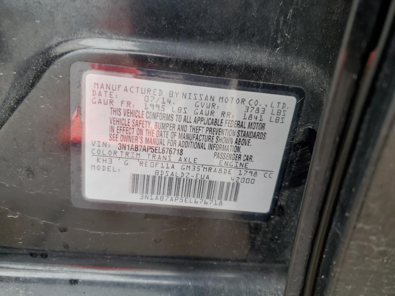 Photo 12 VIN: 3N1AB7AP5EL676718 - NISSAN SENTRA 