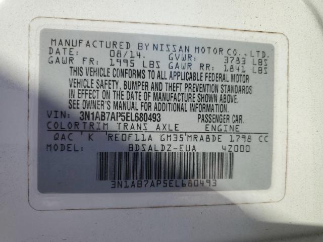 Photo 12 VIN: 3N1AB7AP5EL680493 - NISSAN SENTRA S 