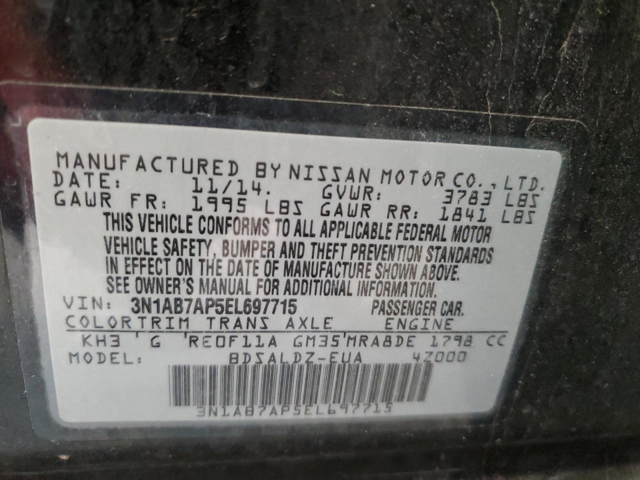 Photo 11 VIN: 3N1AB7AP5EL697715 - NISSAN SENTRA 