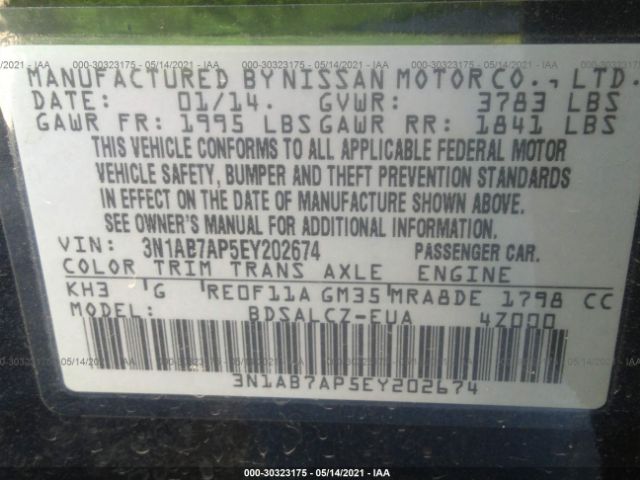 Photo 8 VIN: 3N1AB7AP5EY202674 - NISSAN SENTRA 