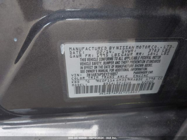 Photo 8 VIN: 3N1AB7AP5EY218857 - NISSAN SENTRA 