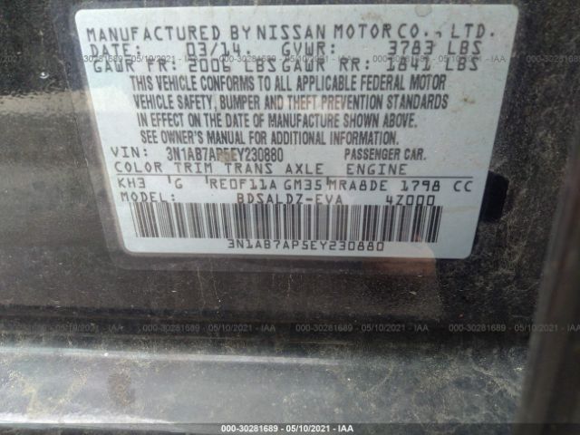 Photo 8 VIN: 3N1AB7AP5EY230880 - NISSAN SENTRA 