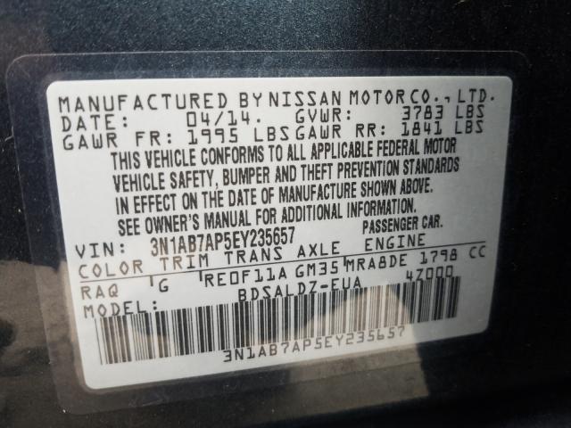 Photo 9 VIN: 3N1AB7AP5EY235657 - NISSAN SENTRA S 