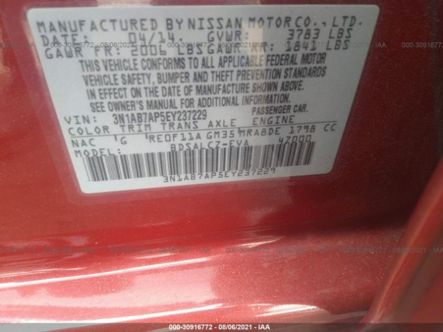 Photo 8 VIN: 3N1AB7AP5EY237229 - NISSAN SENTRA 