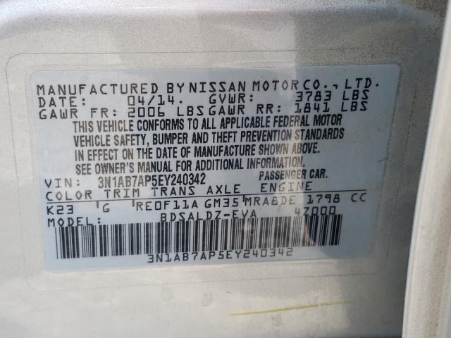 Photo 9 VIN: 3N1AB7AP5EY240342 - NISSAN SENTRA S 