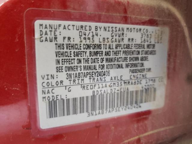 Photo 9 VIN: 3N1AB7AP5EY240406 - NISSAN SENTRA S 