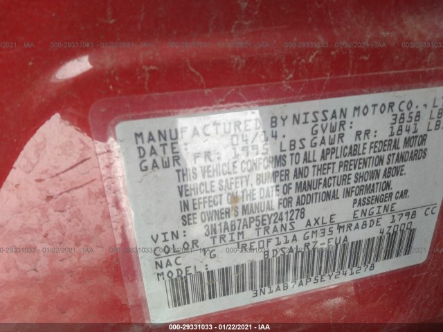 Photo 8 VIN: 3N1AB7AP5EY241278 - NISSAN SENTRA 