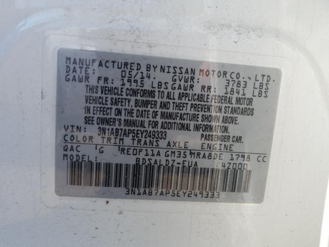 Photo 9 VIN: 3N1AB7AP5EY249333 - NISSAN SENTRA S 