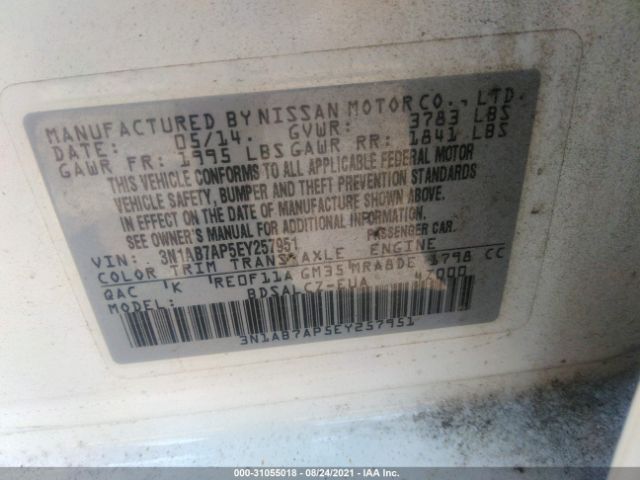 Photo 8 VIN: 3N1AB7AP5EY257951 - NISSAN SENTRA 