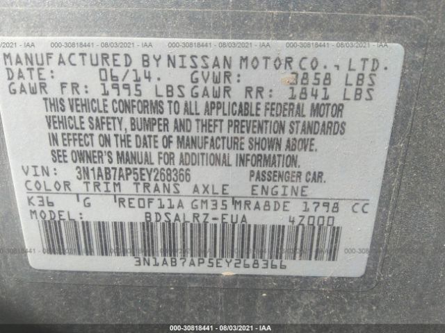 Photo 8 VIN: 3N1AB7AP5EY268366 - NISSAN SENTRA 