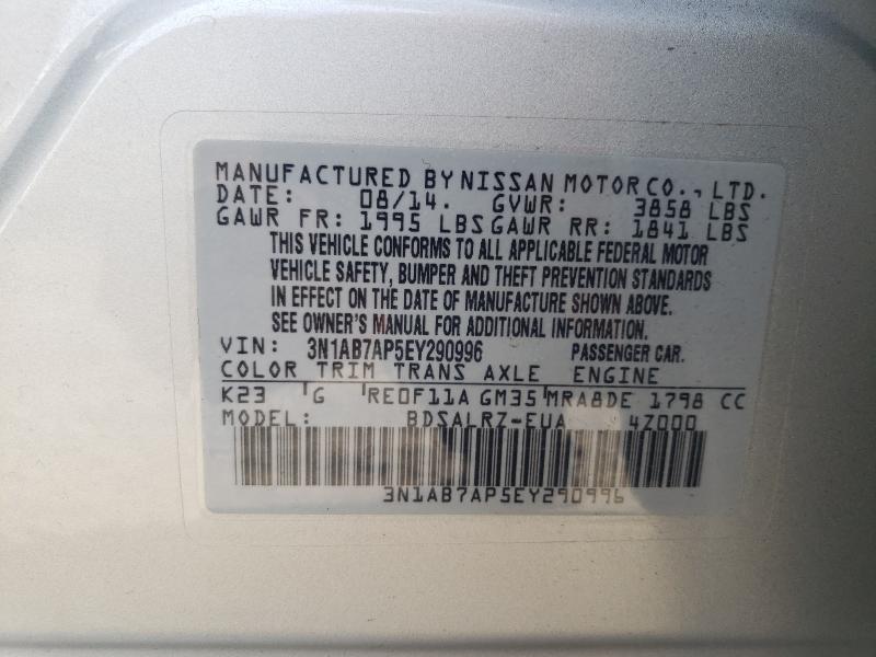 Photo 9 VIN: 3N1AB7AP5EY290996 - NISSAN SENTRA S 