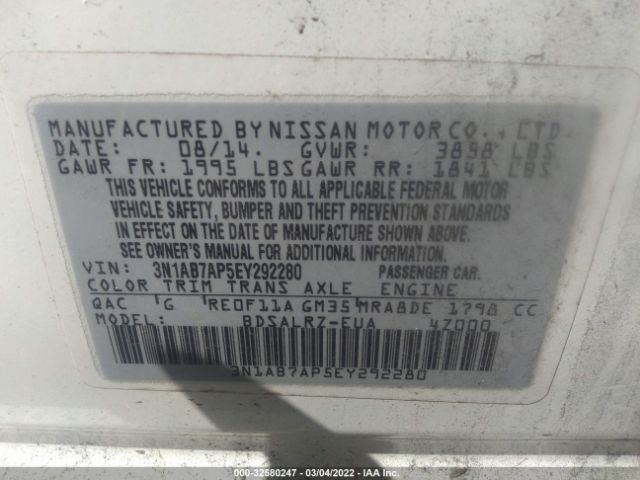 Photo 8 VIN: 3N1AB7AP5EY292280 - NISSAN SENTRA 