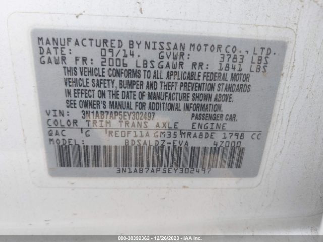 Photo 8 VIN: 3N1AB7AP5EY302497 - NISSAN SENTRA 