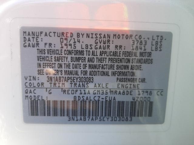 Photo 9 VIN: 3N1AB7AP5EY303083 - NISSAN SENTRA S 