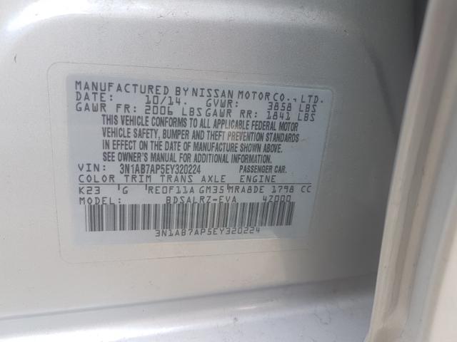 Photo 9 VIN: 3N1AB7AP5EY320224 - NISSAN SENTRA S 