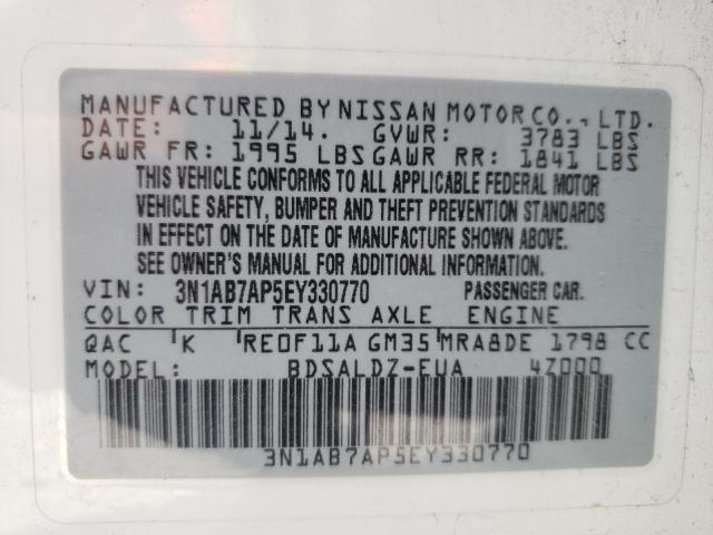 Photo 9 VIN: 3N1AB7AP5EY330770 - NISSAN SENTRA S 