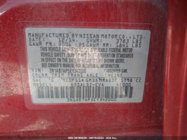 Photo 8 VIN: 3N1AB7AP5EY342000 - NISSAN SENTRA 