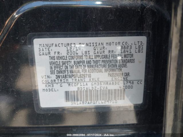 Photo 8 VIN: 3N1AB7AP5FL629710 - NISSAN SENTRA 