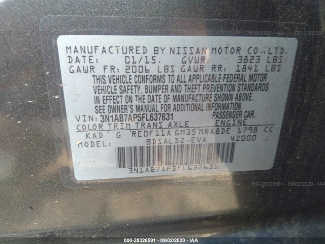 Photo 8 VIN: 3N1AB7AP5FL637631 - NISSAN SENTRA 